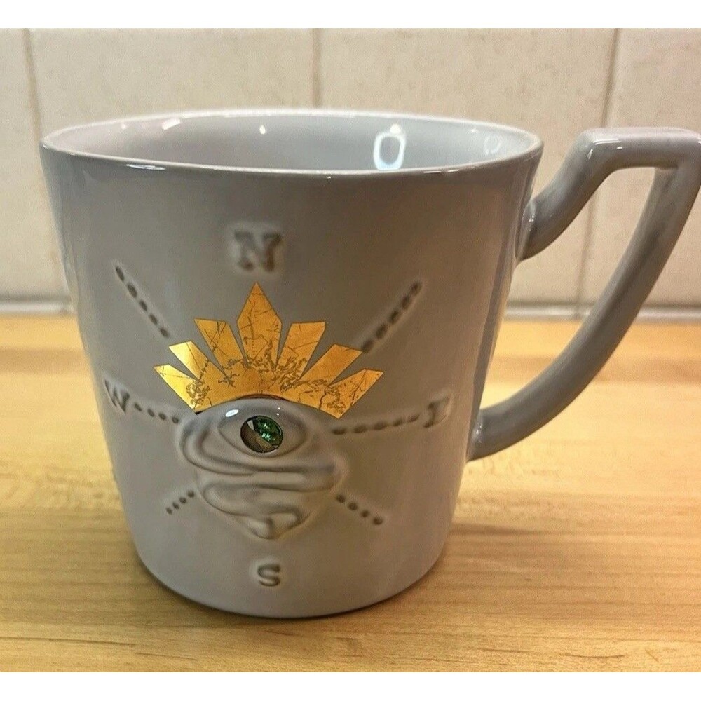 2014 Starbucks Compass Green Siren's Eye Gold Crown Gray 12 oz Mug Cup Coffee